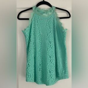 Berryou Mint Green Lace Sleeveless Top